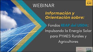 Fondos REAP del USDA Impulsando la Energía Solar para PYMES Rurales y Agricultores [upl. by Osmond]