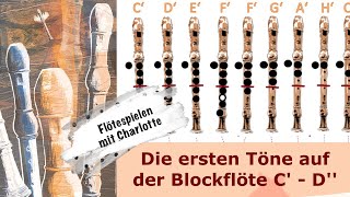 Die Töne und Griffe C  D auf der Blockflöte  Glücklich mit Musik Blockflöte Griffe [upl. by Quintina]