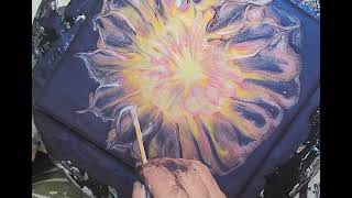 Acrylic Strawblown Flower wSkewer detail and Dots skewer strawblownflowers fluid art [upl. by Hurleigh]