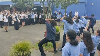 The kapa haka group performing a haka tautoko to the Year 13s [upl. by Doble]