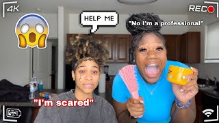 Doing my friends hair Only using 3 hair products 😱 GONE WRONG [upl. by Hafeenah]