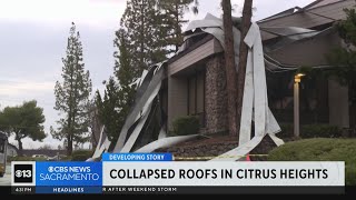 Crews work to repair collapsed roofs in Citrus Heights [upl. by Epoh278]