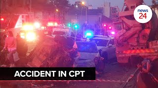 WATCH  Cement truck loses control on Cape Town road injuring at least 10 and causing power outage [upl. by Inhoj]