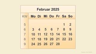 Kalender Februar 2025 [upl. by Reiniar]