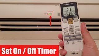 Fujitsu Air Conditioner How to Set the Timer On  Off Remote Control [upl. by Anaul]