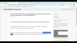 Error on Page Load  We cant display this page because your browser blocks crossdomain cookies [upl. by Nostaw689]