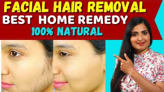 Remove FACIAL HAIR At Home  NO WAX NO Gelatin  BEST NATURAL Home Remedy  FACE MASK  Skincare [upl. by Lynch]