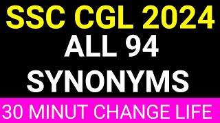 ALL SYNONYMS ASKED IN SSC CGL 2024  ENGLISH VOCAB PYQ  SSCION ACADEMY [upl. by Ragouzis268]