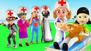 Scary Teacher 3D vs Squid Game Rescuing Pregnant DOLL Emergency to Give birth 5 Times Challenge [upl. by Neill]