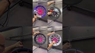 Different stages of powder coating a multicolor wheel powdercoating [upl. by Murdocca]