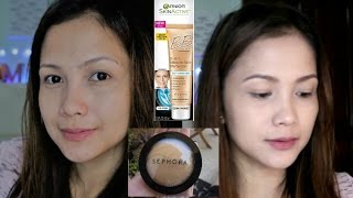 Garnier BB cream 5in1 Miracle Skin Perfector  Sephora MicroSmooth baked face compact [upl. by Purdum]