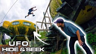 Parkour HIDE and SEEK Abandoned UFO Village 🇹🇼 [upl. by Georgeanne502]