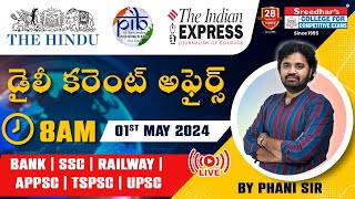 🔴Live  Daily Current Affairs in Telugu  1st May  Latest amp Important News  Phani Sir [upl. by Dorisa]