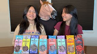 We ranked every MrBeast Chocolate Bar from BEST to WORST  Janet and Kate [upl. by Kolva]