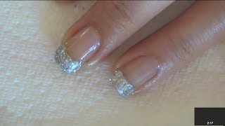 Glitter French Manicure Tutorial Platinum French Tips [upl. by Marian]