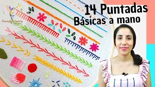 BORDADO A MANO PARA PRINCIPIANTES PASO A PASO 😘 14 PUNTADAS BÁSICAS QUE DEBES APRENDER [upl. by Carissa]