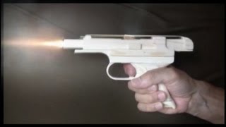 Blowback rubber band gun  Muzzle Flash－Nambu 94 Pistol Type [upl. by Droflim]