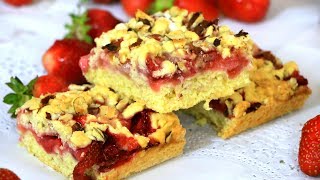 Prhka pita s jagodama  Brzi voćni kolač  Strawberry Crumb Bars [upl. by Ydasahc]