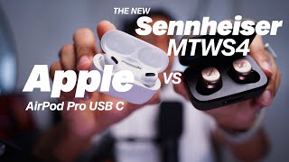 Sennheiser MOMENTUM True Wireless 4 NoiseCanceling Earbuds vs AirPods Pro 2 USB C [upl. by Aivax35]