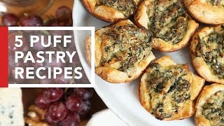 5 Puff Pastry Recipes  Quick amp Easy Appetizers [upl. by Madge]