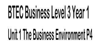 BTEC Business Level 3 Year 1 Unit 1 The Business Environment P4 [upl. by Halyk]