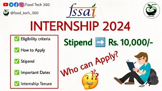 FSSAI INTERNSHIP NOTIFICATION 2024  Watch this video before Apply‼️Check your Eligibility ✅ [upl. by Service54]