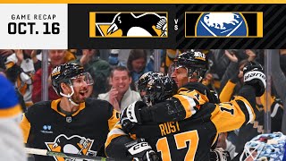 GAME RECAP Penguins vs Sabres 101624  Malkin Scores 500th Goal Crosby Earns 1600th Point [upl. by Zamir]