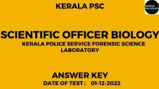 Scientific Officer Biology  Kerala Police Service Forensic Science Laboratory [upl. by Ayahc341]