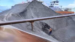 Barge unloading 3000 tons of phosphorite ore  Relaxing video [upl. by Aiekal]