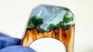 How to make a Resin Wood Ring DIY Pierścionek z Żywicy i Drewna Jewelry Art Secret Wood [upl. by Ettenotna]