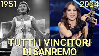 ANGELINA MANGO e TUTTI I VINCITORI DEL FESTIVAL DI SANREMO DAL 1951 AL 2024  Vince La Noia Mengoni [upl. by Narad]