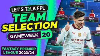 FPL TEAM SELECTION GAMEWEEK 20  FANTASY PREMIER LEAGUE 202324 TIPS [upl. by Reiter]