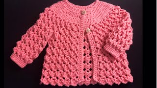 Chaquetita Abrigo Sueter o Chambrita a Crochet o Ganchillo PASO A PASO 18 años Crochet for Baby [upl. by Nedrob]