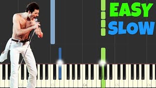 Bohemian Rhapsody  Queen SLOW Easy Piano Tutorial SynthesiaSheet Music [upl. by Ester]