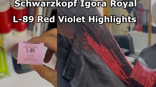 How to Schwarzkopf L89 Red Violet Highlights Color [upl. by Avika374]