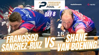 FRANCISCO SANCHEZRUIZ VS SHANE VAN BOENING  DAY 8  PREMIER LEAGUE POOL 2024 billiards nineball [upl. by Kinchen]