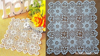 Crochet doily Crochet Motif for Doily Tablecloth Part 2 How to join motifs Border [upl. by Ise]