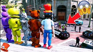 WILL ANIMATRONIC REDHATTER amp FNAF TEAM STOP THE BANK ROBBERS GTA 5 Mods FNAF RedHatter [upl. by Lehacim]