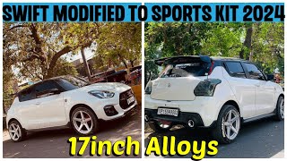 New Swift Modified To Sports Kit 2024  17inch Alloy Wheels install in Swift [upl. by Opiuuk]