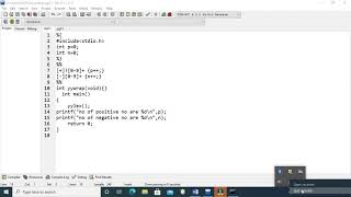 LEX Program to count no of positive and negative no [upl. by Sinnel589]