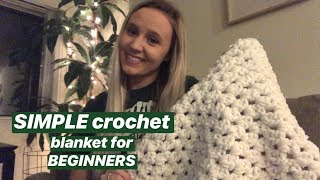 SIMPLE Double Crochet Blanket for Beginners [upl. by Yenduhc]