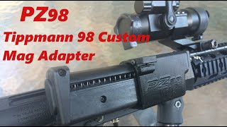 PZ98  Tippmann 98 Custom TiPX Paintball Mag Adapter [upl. by Winsor]