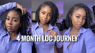 4 MONTH LOC UPDATE  Buildup Frizzing Budding  TWO STRAND TWIST STARTER LOCS [upl. by Kiri657]