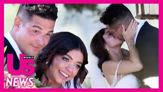 Wells Adams amp Sarah Hyland Wedding Celebrated By Modern Family Cast amp More [upl. by Nosraep]