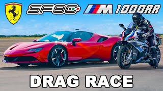 Fastest Ferrari v Fastest BMW Superbike DRAG RACE [upl. by Yhtrod]