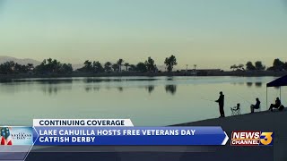 Lake Cahuilla hosts free Veterans Day Catfish Derby with prizes camping specials [upl. by Greenleaf]