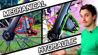 Mechanical VS Hydraulic Disc Brakes  Shimano RS505 install amp test [upl. by Dnesnwot502]