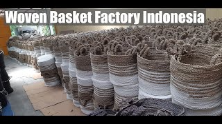 Woven Basket Factory in Indonesia Handmade Baskets Natural Fibre Straw Raffia Sea Grass Banana Leaf [upl. by Leiram]