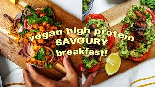 3 VEGAN HIGH PROTEIN Savoury Breakfast Ideas [upl. by Roots]