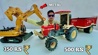 Rc Swaraj 855 Tractor Vs Rc Hobby Grade JCB  Weight lifting Test [upl. by Lleynod]